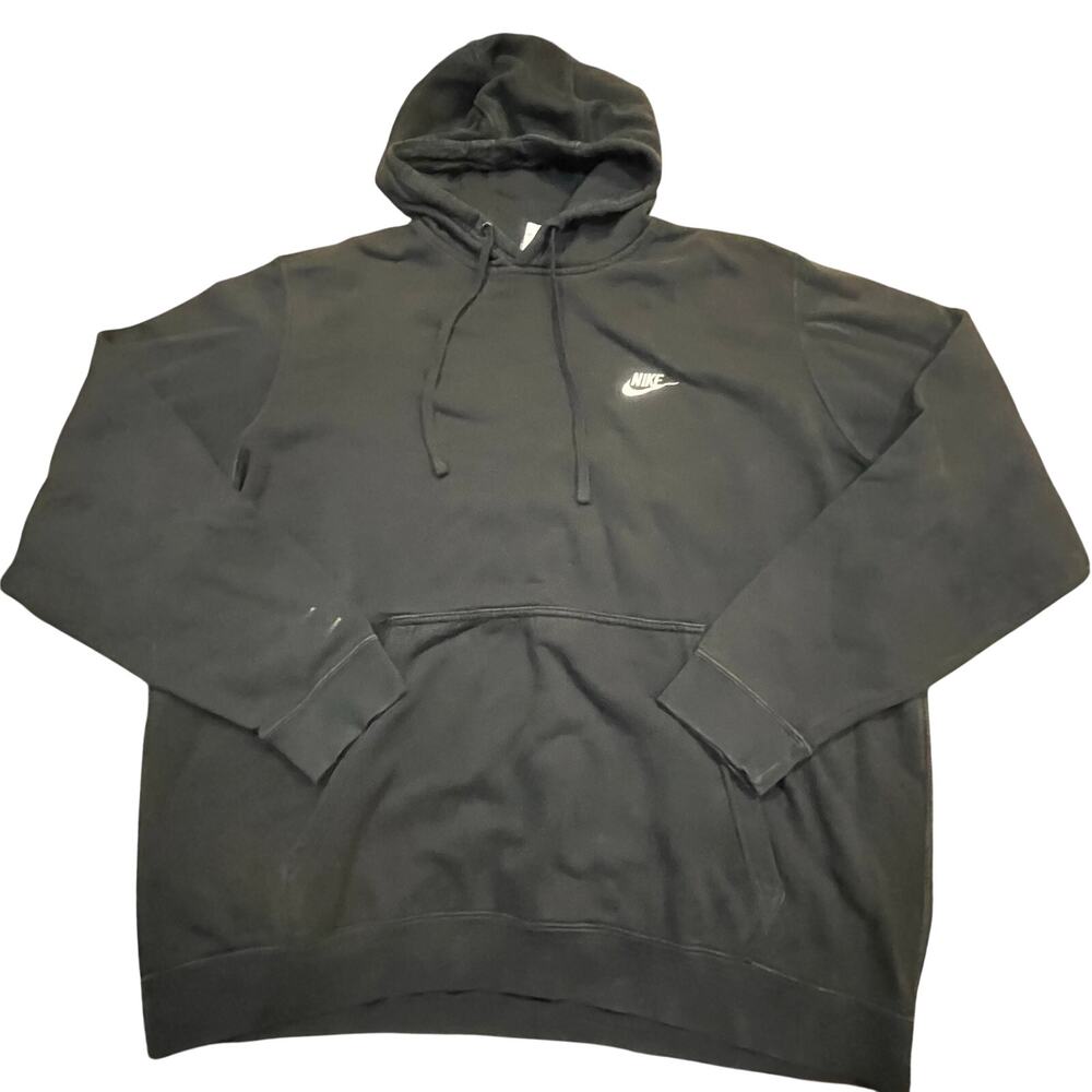 Nike Hoodie XXL Black Swoosh Logo Pullover Hooded Sweatshirt Pocket